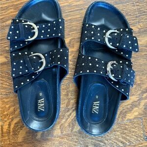 Zara Black and Silver Studded Sandals
